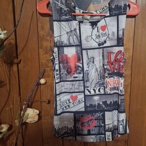 I Love New York Graphic Bling  Sleeveless Top Sz M